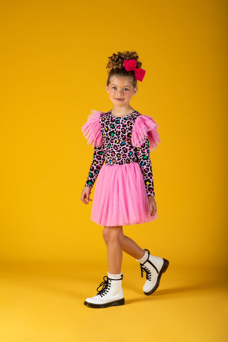 Rock Your Baby Blondie Ruffle Long Sleeve Circus Dress in Multi