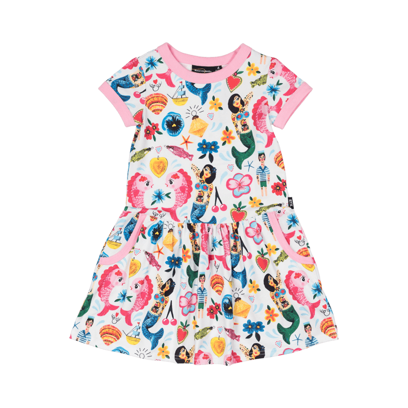 Rock your baby mermaids ss drop waist dress in floral