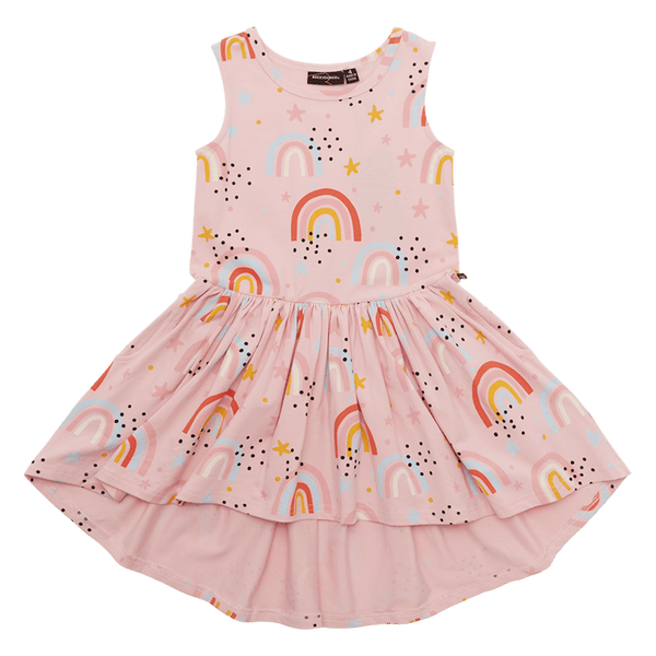 Rock Your Baby Sunshine and Rainbows drop waist dress in pink