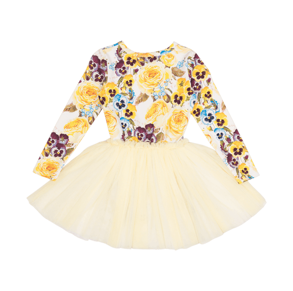 Rock your baby yellow pansy LS circus dress in yellow