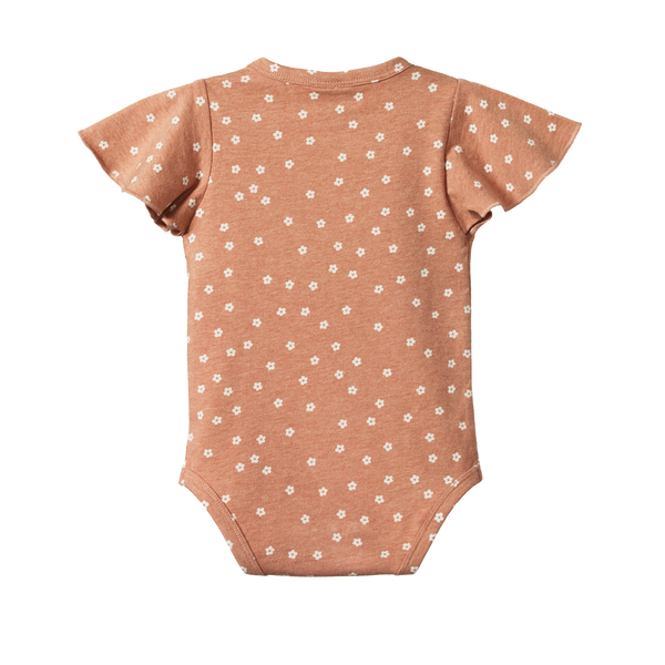 Nature Baby petal sleeve bodysuit in Flora print