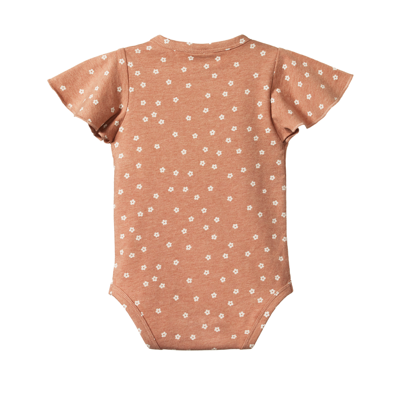 Nature Baby petal sleeve bodysuit in Flora print