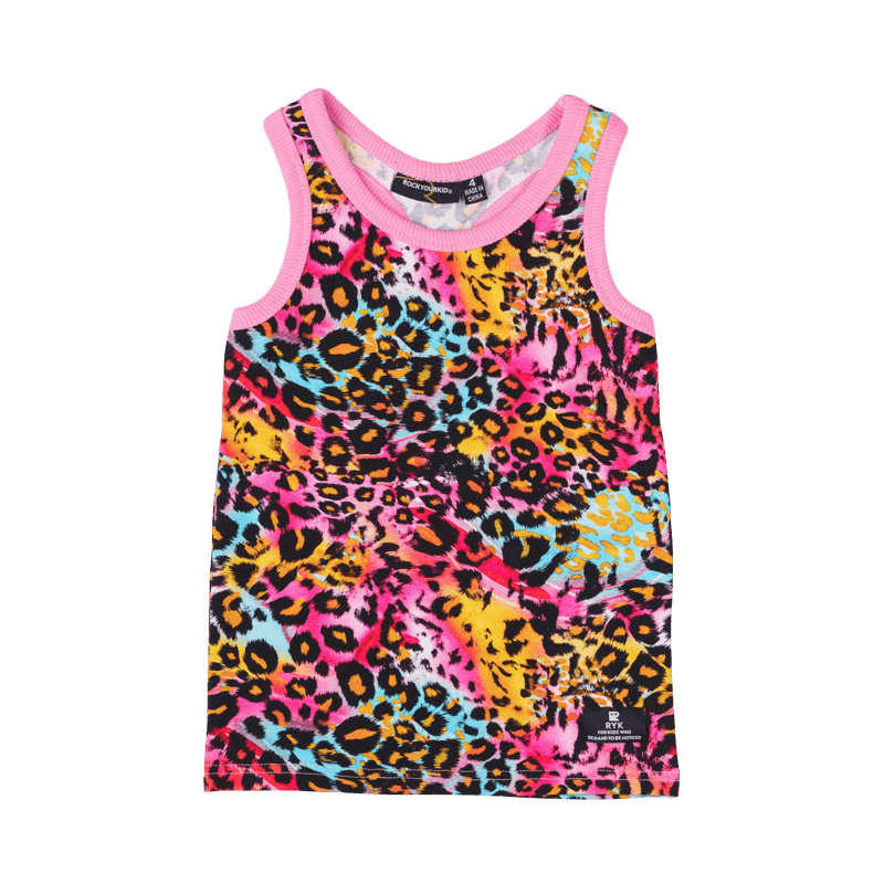 Rock Your Baby Miami leopard racer back singlet in multicolour