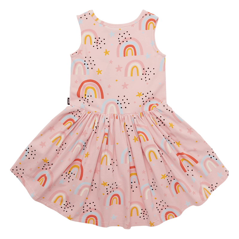 Rock Your Baby Sunshine and Rainbows drop waist dress in pink