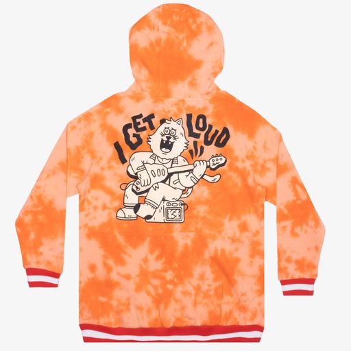 Band of Boys tie dye fleece hood jumper get loud in orange