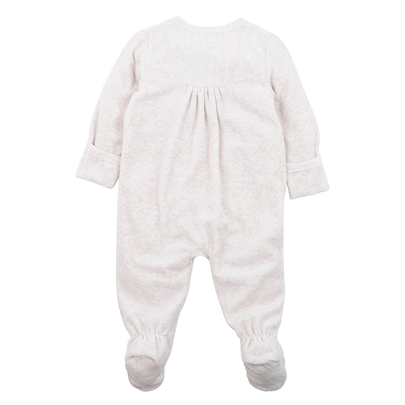 Bebe Noa velour zip embroidered onesie in cream