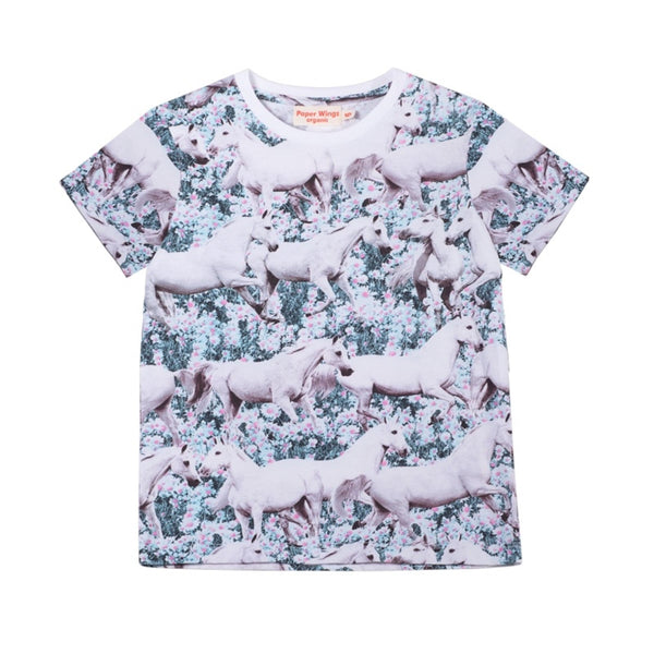 Paper Wings Classic Short Sleeve T-Shirt Dream Field in multi coloured print