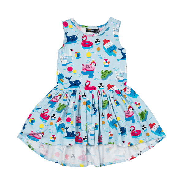 Rock Your Baby pool party sleeveless drop waist dress in blue