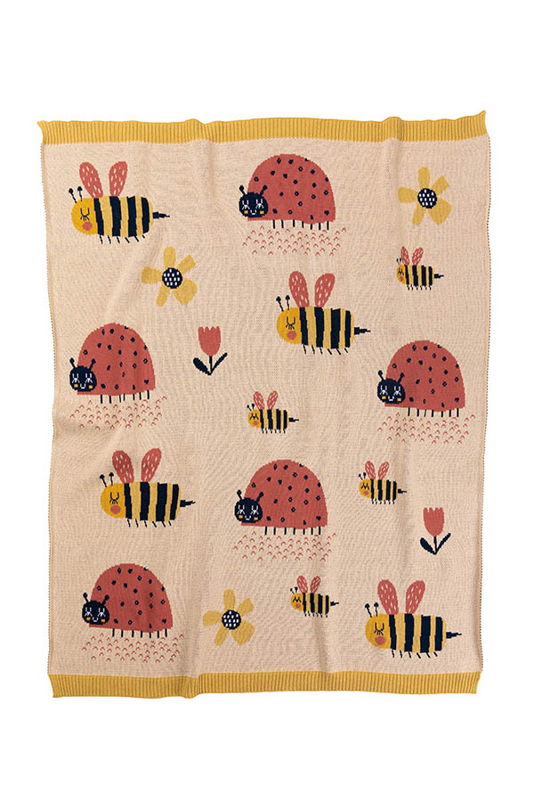 Indus Ladybug & Bee Baby Blanket Watermelon/Corn in Multi