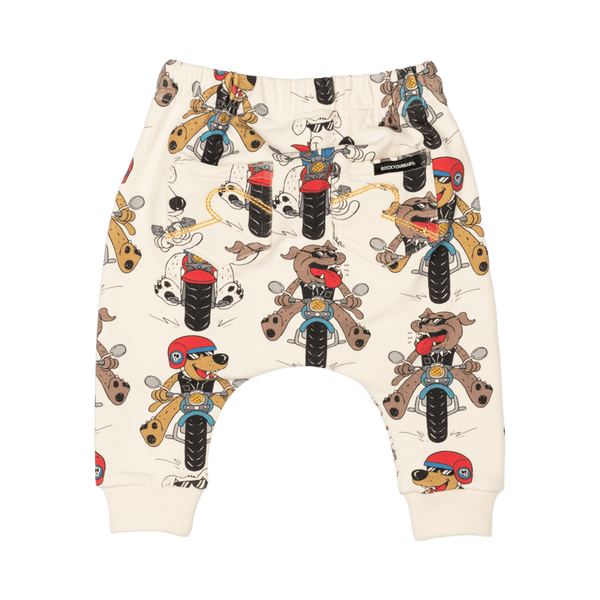 Rock Your Baby Pups on Bikes Baby Trackpants in Multi