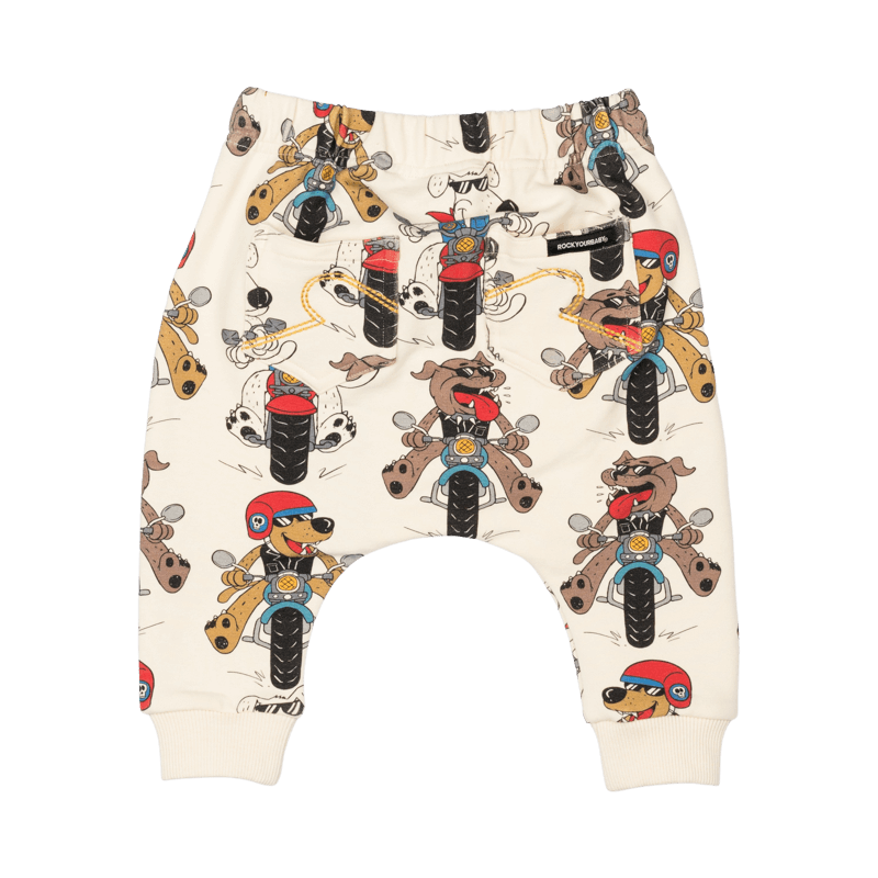 Rock Your Baby Pups on Bikes Baby Trackpants in Multi