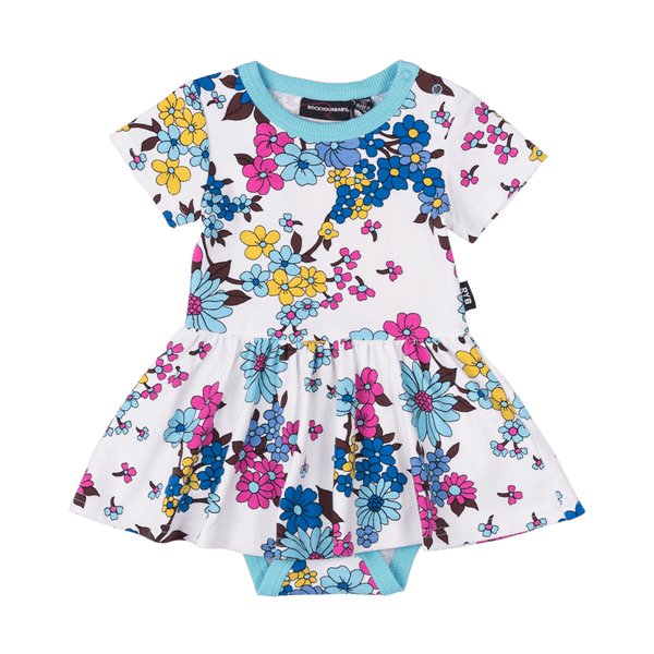 Rock Your Baby Winifred baby waisted dress in blue