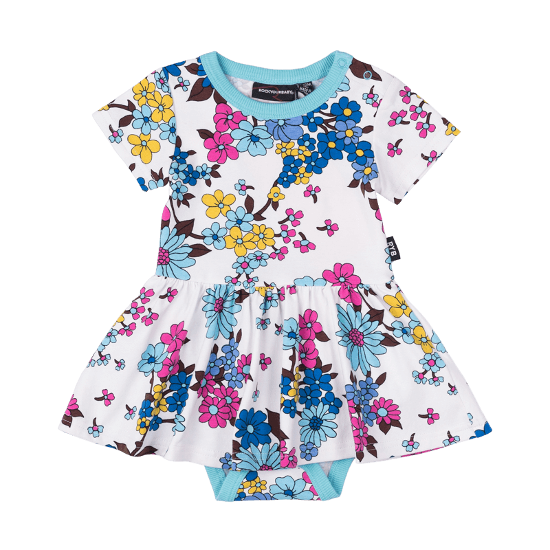 Rock Your Baby Winifred baby waisted dress in blue