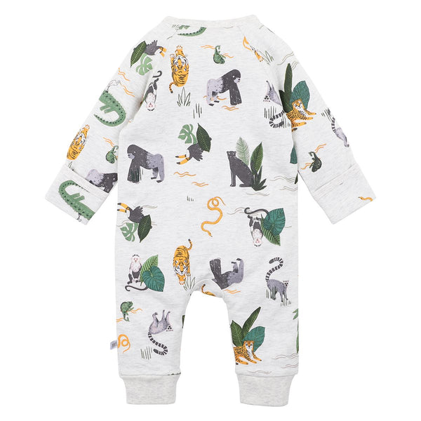 Fox & Finch Jungle print ls zip romper