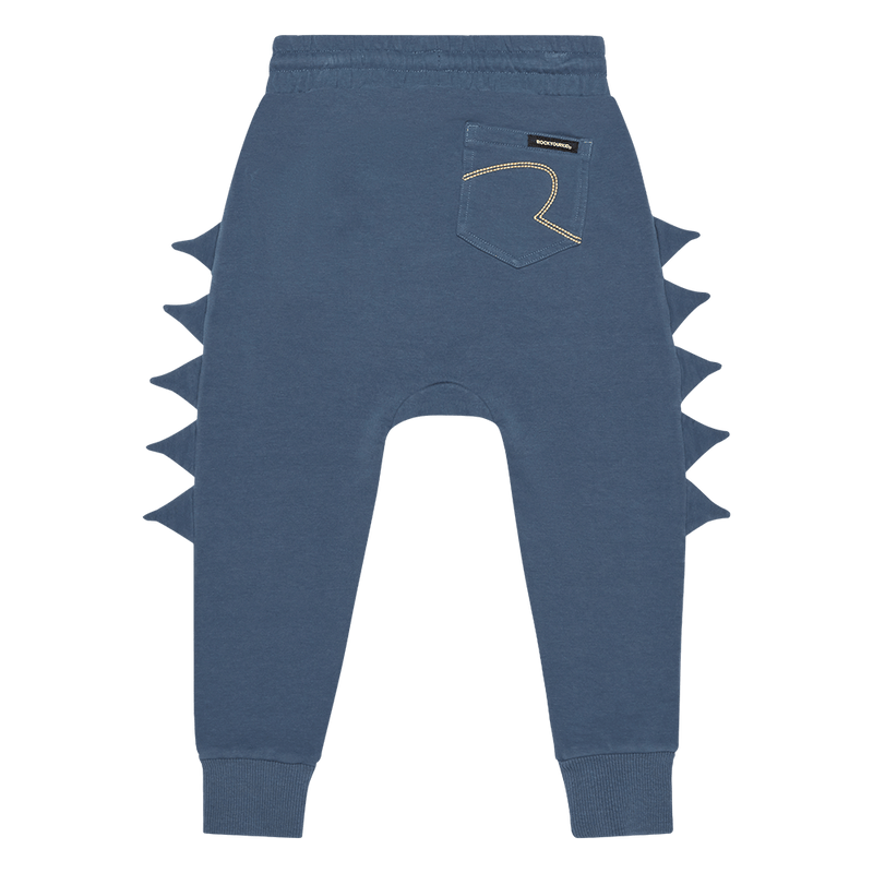 Rock Your Baby Dino baby track pants in blue