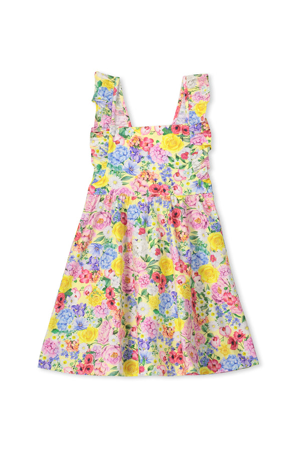 Milky summer floral dress in yellow