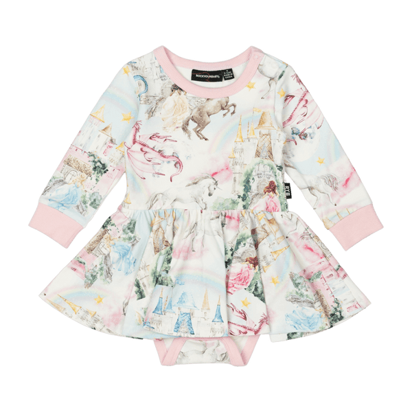 Rock Your Baby Fairy Tales Baby Long Sleeve Waisted Dress in Multi