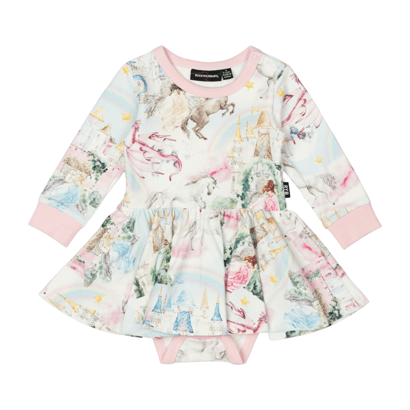 Rock Your Baby Fairy Tales Baby Long Sleeve Waisted Dress in Multi