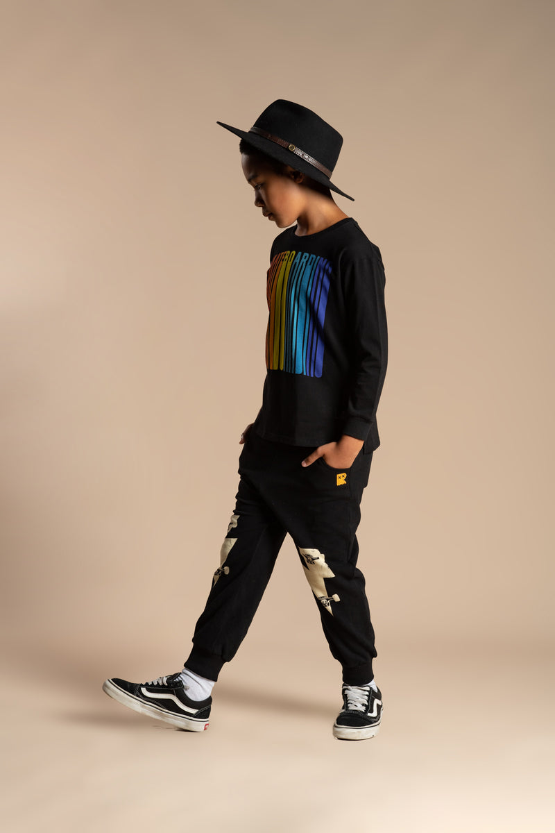 Rock Your Baby Skateboarding Long Sleeve Boxy Fit T-Shirt in Black