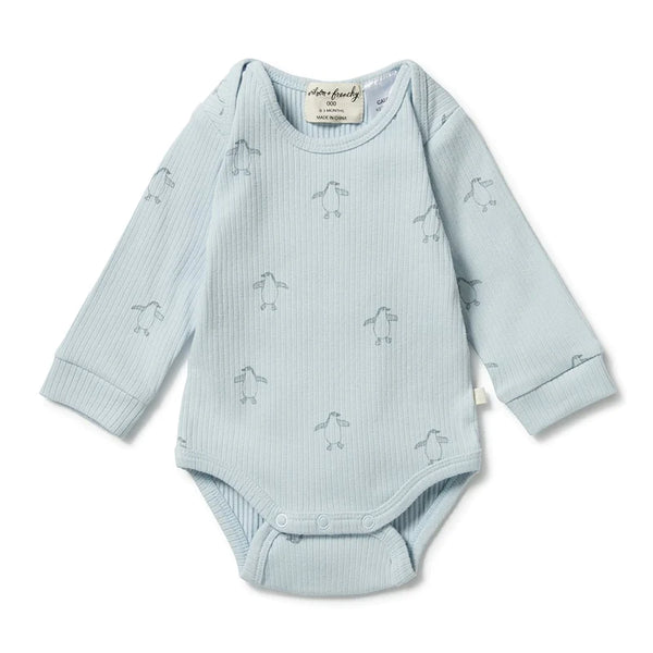 Wilson and Frenchy Organic rib envelope bodysuit little penguin