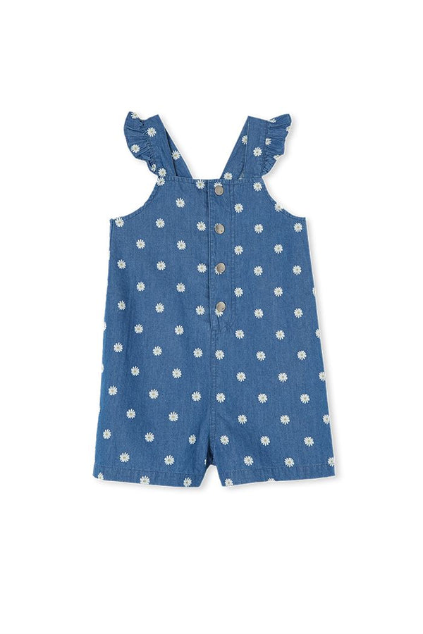 Milky daisy overall in blue