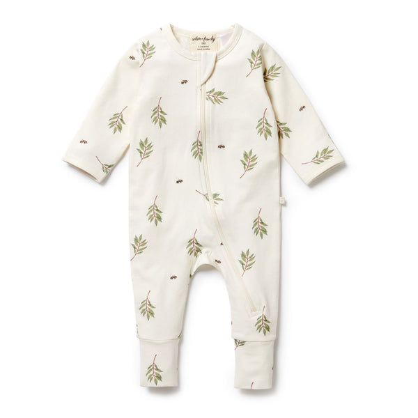Wilson & Frenchy Busy Bee Organic Zipsuit in cream