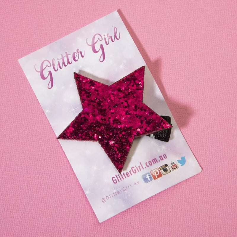 Glitter Girl Star Hair Clips assorted colours