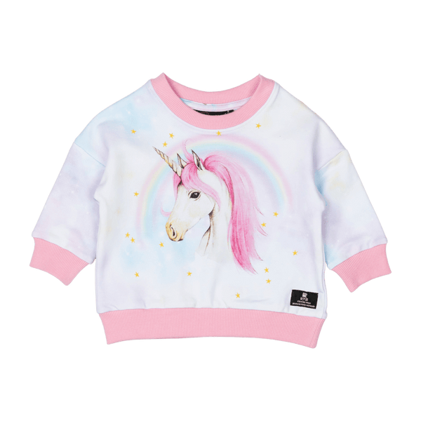 Rock Your Baby Pink Unicorn Baby Sweatshirt in Multi