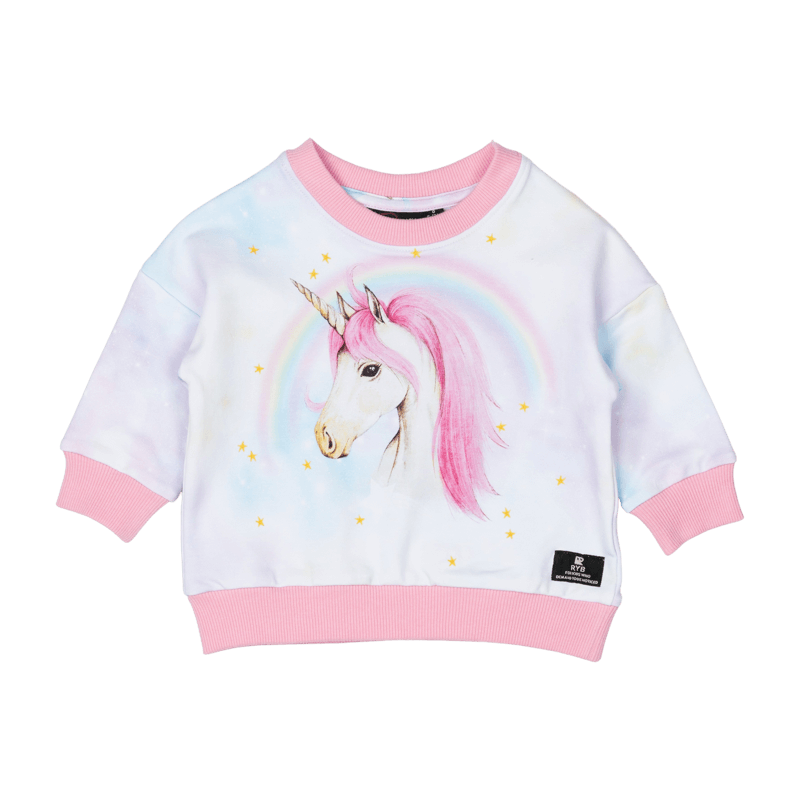 Rock Your Baby Pink Unicorn Baby Sweatshirt in Multi