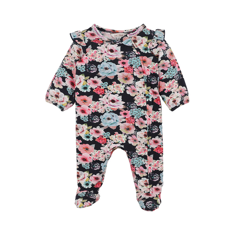 Fox & Finch Bloom zip LS onesie in multicolour