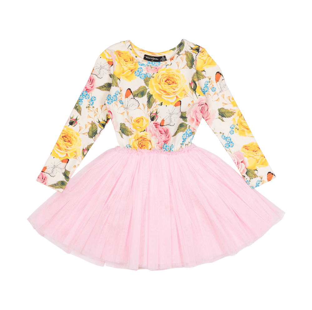 Rock your baby pretty peonies LS circus dress in multicolour