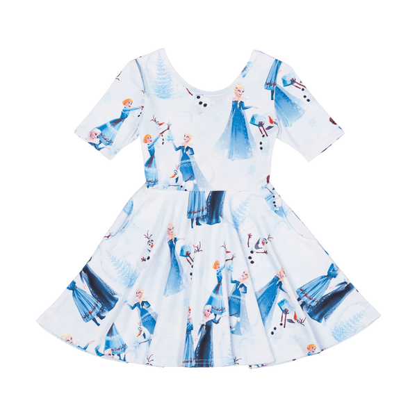 Rock Your Baby frozen Christmas Mabel waisted dress in blue