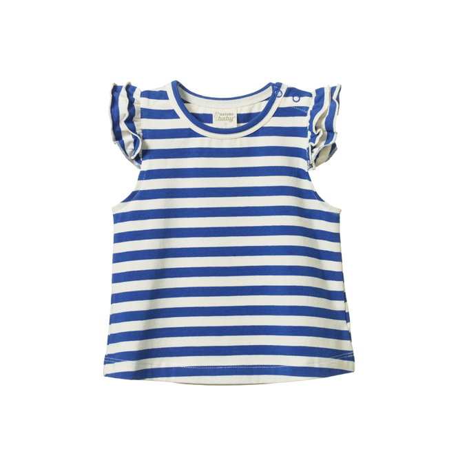 Nature Baby Fleur Tee Sea Stripe in Isle blue