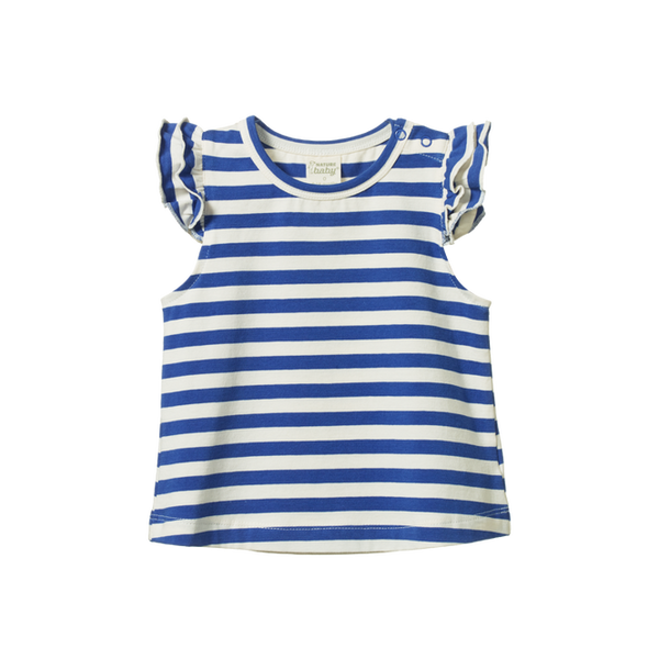 Nature Baby Fleur Tee Sea Stripe in Isle blue