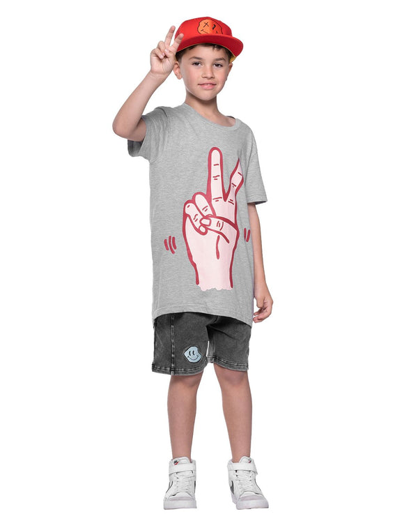 Band of boys Peace scoop back tee marle in Grey