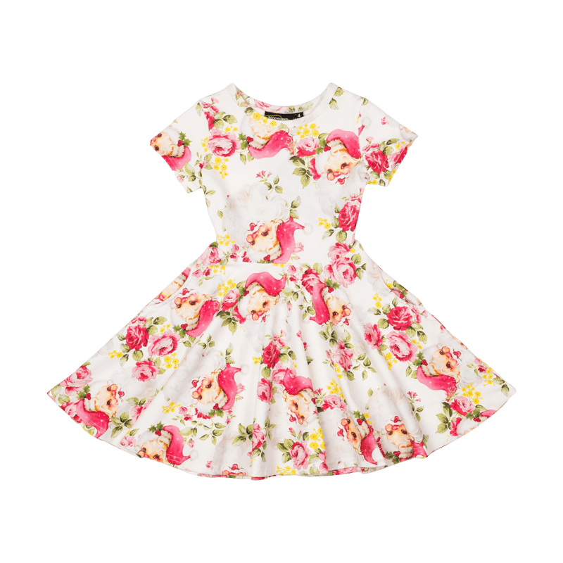 Rock your baby pretty Santa waisted dress in floral