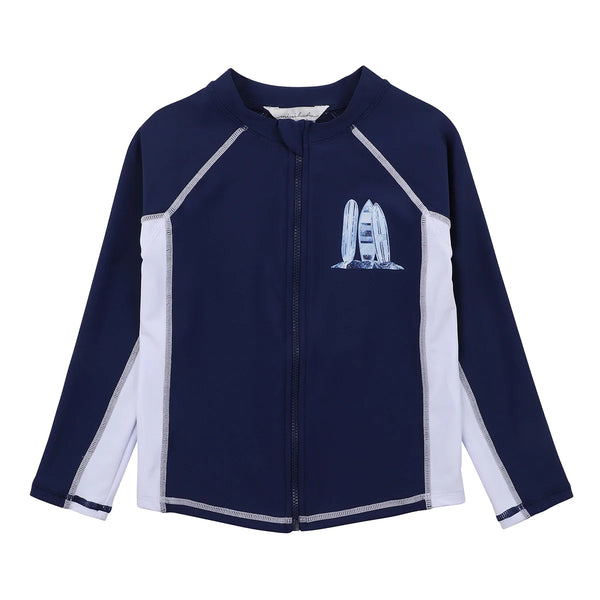 Minihaha Max front zip LS Rashie navy in blue