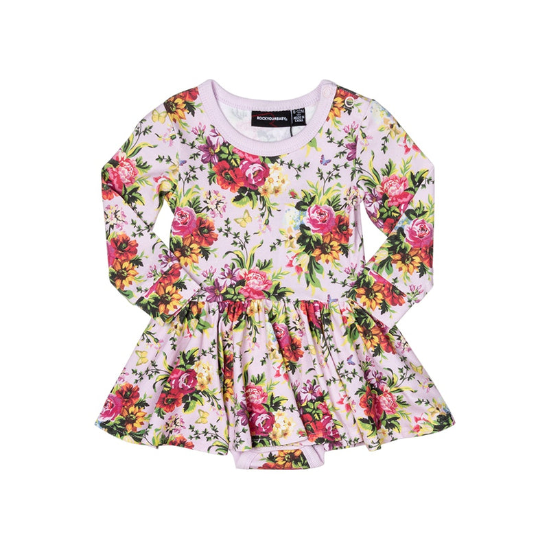 bouquet-baby--waisted-dress-in-multi colour print
