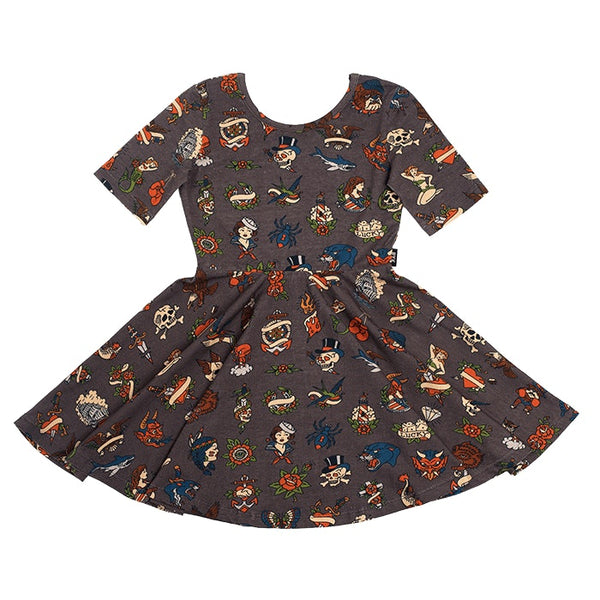 inked-mabel-waisted-dress-in-multi colour print