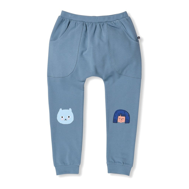 littlehorn-happy-bear-sweatpants---teal-in-blue