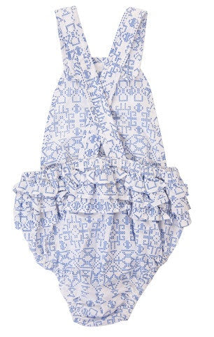 Peggy Jane Playsuit Blue Cross Stitch in blue