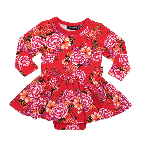 tokyo-joe-baby-waisted-dress-in-multi colour print