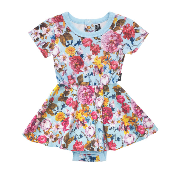 nothing-but-flowers-short-sleeve-sadie-waisted-dress-in-multi colour print