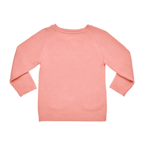 a back view of the rock your baby pink cotton cardigan TGK209-PI