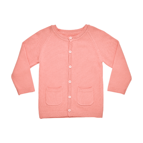 a front view of the rock your baby pink cotton cardigan TGK209-PI