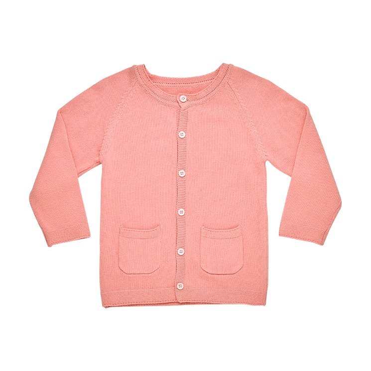 a front view of the rock your baby pink cotton cardigan TGK209-PI