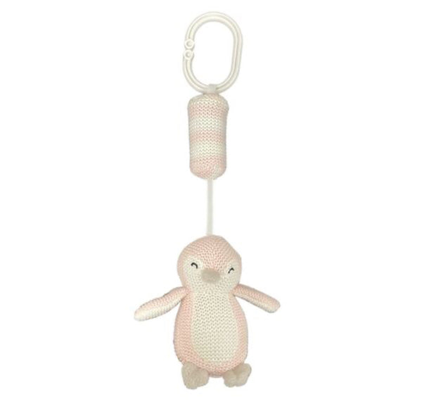 ES Kids Knitted Penguin Chime Toy in Pink