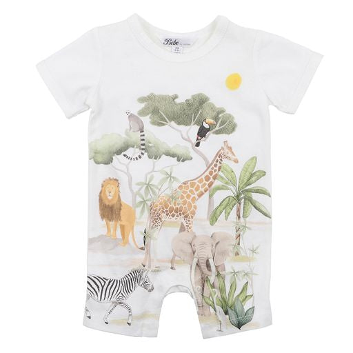 Bebe Lucas safari ss romper in cloud