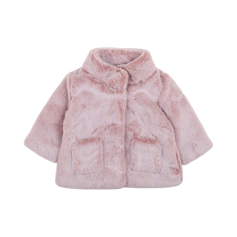 Bebe Esme Faux fur coat in dusky pink