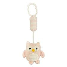 ES Kids Knitted Owl Chime Toy in Pink